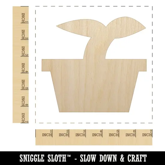 Plant Sprout Gardening Solid Unfinished Wood Shape Piece Cutout for DIY Craft Projects {1}