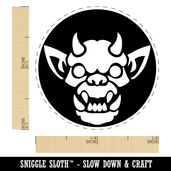 Horned Gargoyle Head Self-Inking Rubber Stamp for Stamping Crafting Planners Brown {1}