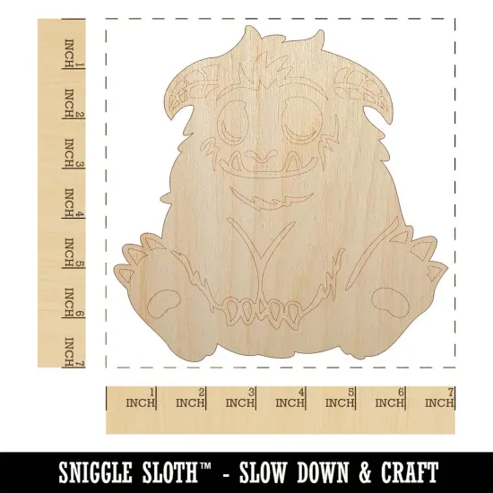 Chibi Sitting Yeti Abominable Snowman Unfinished Wood Shape Piece Cutout for DIY Craft Projects {1}