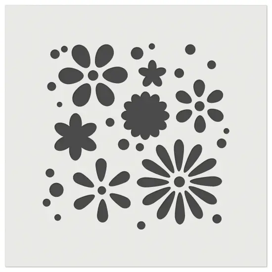 Sweet Geometric Flowers and Dots Seamless Repeating Pattern Wall Cookie DIY Craft Reusable Stencil {2}