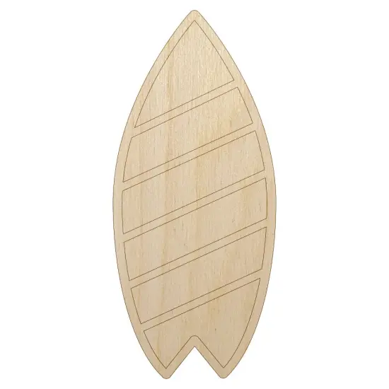 Striped Surfboard Unfinished Wood Shape Piece Cutout for DIY Craft Projects {1}