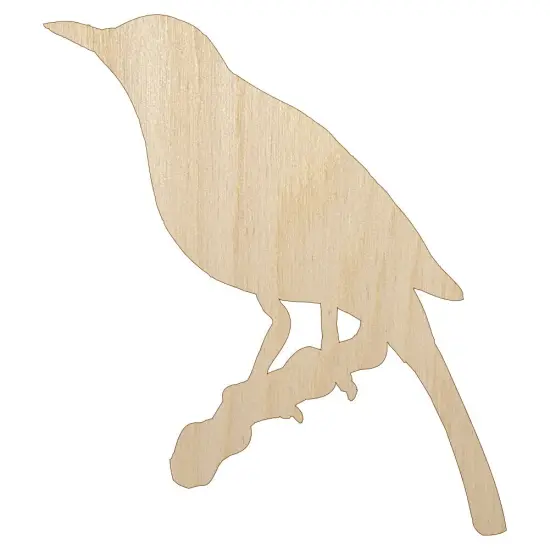 Bird on Branch Solid Unfinished Wood Shape Piece Cutout for DIY Craft Projects {1}