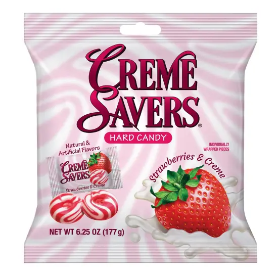 Savers Strawberries and Hard Candy | The Taste of Fresh Strawberries Swirled in Rich Cream | (Case of 12) {1}