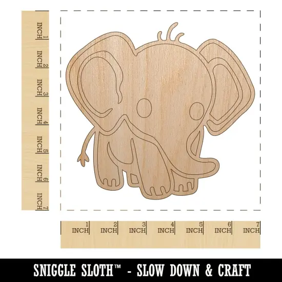 Cute Baby Elephant Unfinished Wood Shape Piece Cutout for DIY Craft Projects {1}