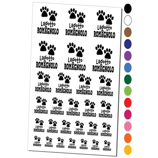 Lagotto Romagnolo Dog Paw Prints Fun Text Temporary Tattoo Water Resistant Fake Body Art Set Collection Yellow {1}