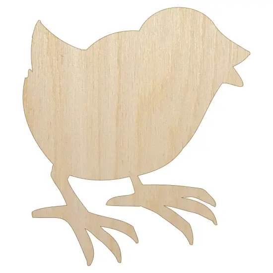 Baby Chick Chicken Standing Solid Unfinished Wood Shape Piece Cutout for DIY Craft Projects {1}
