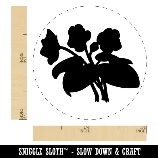 Violets Flowers Solid Self-Inking Rubber Stamp for Stamping Crafting Planners Brown {1}