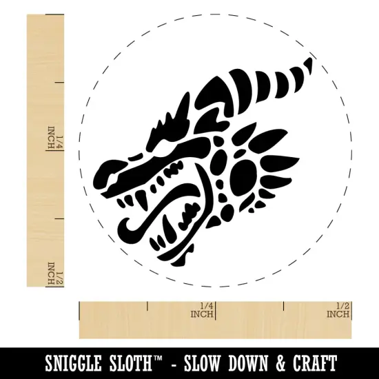 Dragon Head Side View with Tongue Out Self-Inking Rubber Stamp Ink Stamper for Stamping Crafting Planners Pink {1}