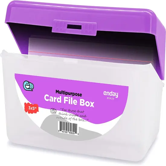 Enday Multi-Purpose 3" X 5" Card File Box Purple {1}