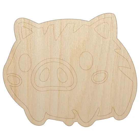 Fun Chibi Wild Boar Pig Swine Unfinished Wood Shape Piece Cutout for DIY Craft Projects {7}