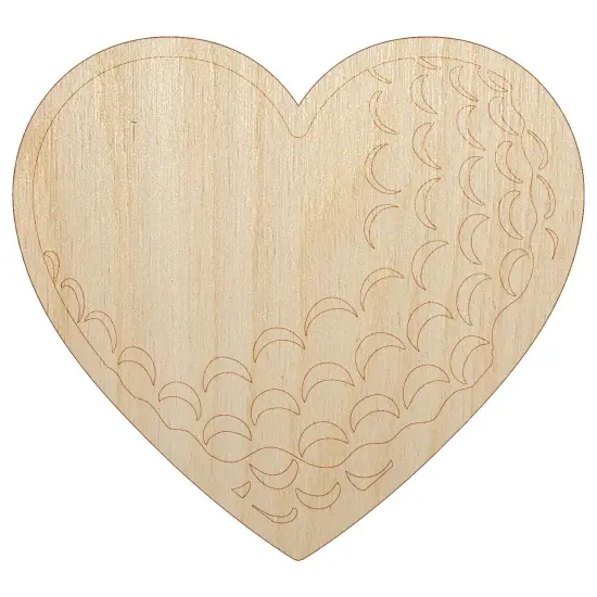 Heart Shaped Golf Ball Sports Unfinished Wood Shape Piece Cutout for DIY Craft Projects {7}