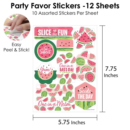 Big Dot of Happiness Sweet Watermelon - Fruit Party Favor Sticker Set - 12 Sheets - 120 Stickers {4}