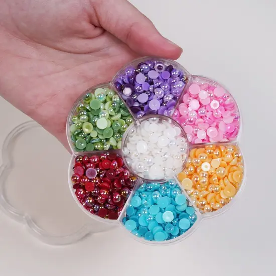 Buttons Galore Flat Back Pearl Assortments for DIY Craft Projects - 7 Unique Colors - 1600 Pieces {3}