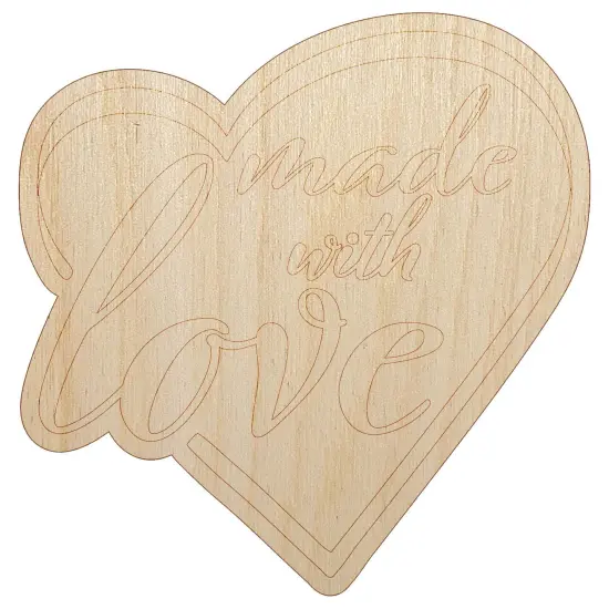 Made with Love in Heart Unfinished Wood Shape Piece Cutout for DIY Craft Projects {2}