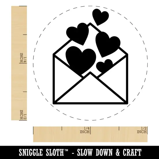Envelope Full of Hearts Love Valentine's Day Self-Inking Rubber Stamp for Stamping Crafting Planners Sky Blue {1}