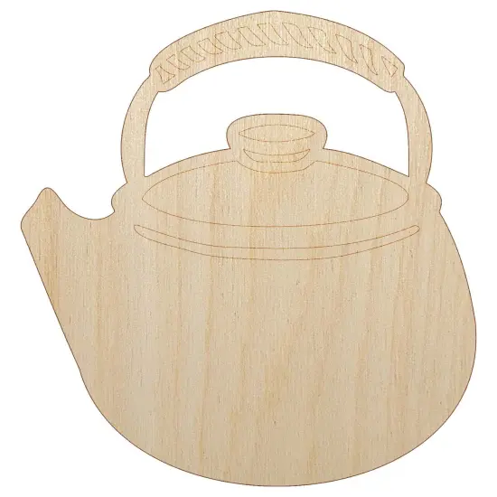 Classic Sweet Teapot Kettle Green Tea Unfinished Wood Shape Piece Cutout for DIY Craft Projects {2}