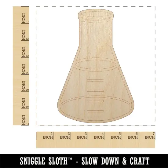 Glass Erlenmeyer Flask Chemistry Science Unfinished Wood Shape Piece Cutout for DIY Craft Projects {1}