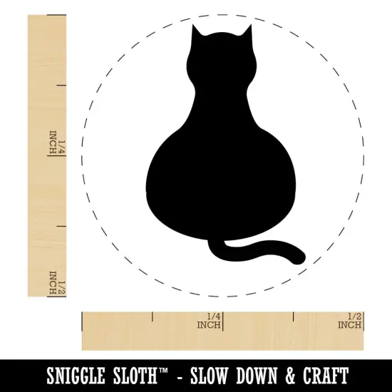 Cat Sitting Back Solid Self-Inking Rubber Stamp for Stamping Crafting Planners Brown {1}