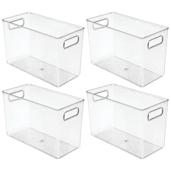 mDesign Plastic Office Storage Organizer Bin with Handles, 4 Pack, Clear {5}