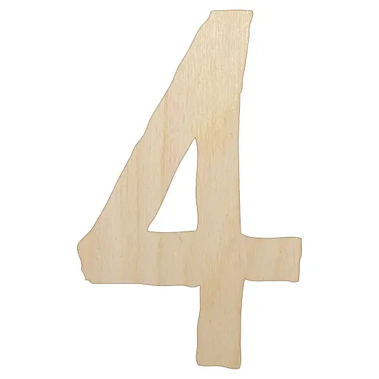Number 4 Four Cute Typewriter Font Unfinished Wood Shape Piece Cutout for DIY Craft Projects {1}