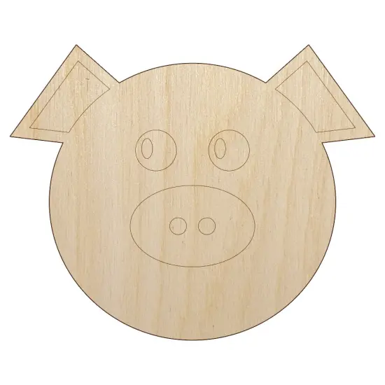 Cute Pig Face Unfinished Wood Shape Piece Cutout for DIY Craft Projects {1}
