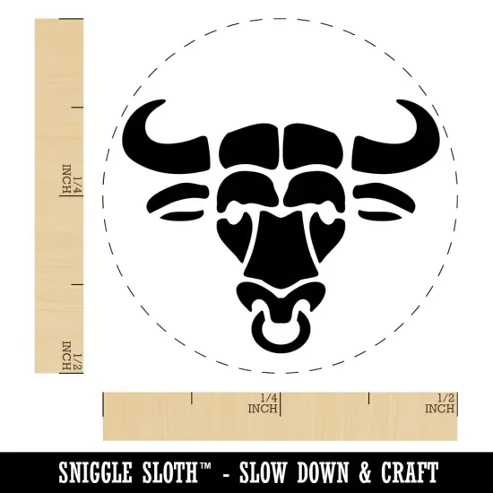 Water Buffalo Ox with Nose Ring Self-Inking Rubber Stamp Ink Stamper for Stamping Crafting Planners Orange {1}