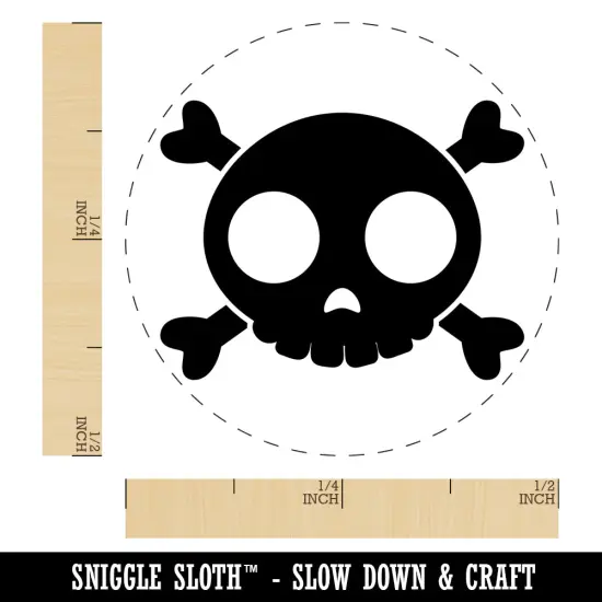 Cute Simple Skull and Crossbones Self-Inking Rubber Stamp for Stamping Crafting Planners Pink {1}