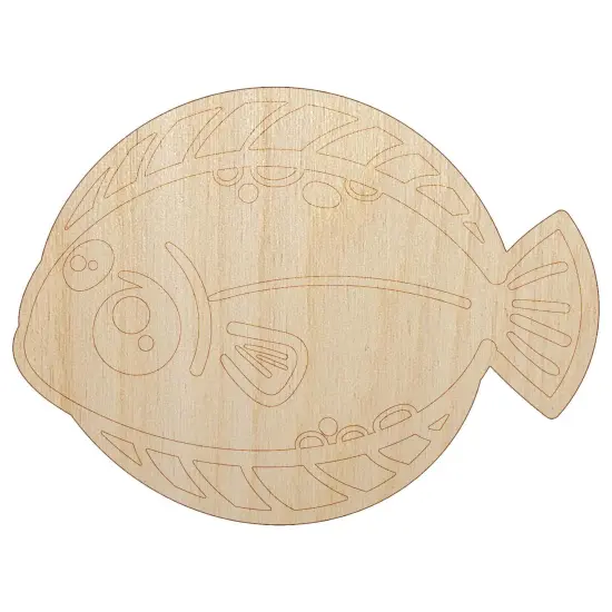 Kawaii Dab Fish Unfinished Wood Shape Piece Cutout for DIY Craft Projects {7}