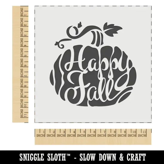 Happy Fall Autumn Harvest Pumpkin with Vine Wall Cookie DIY Craft Reusable Stencil {1}