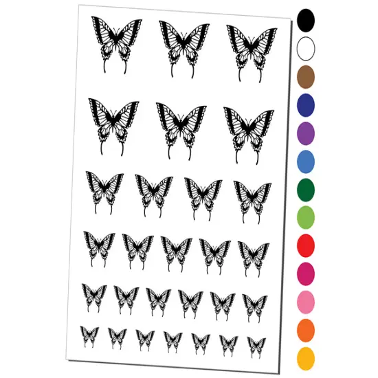 Swallowtail Butterfly Temporary Tattoo Water Resistant Fake Body Art Set Collection White {1}