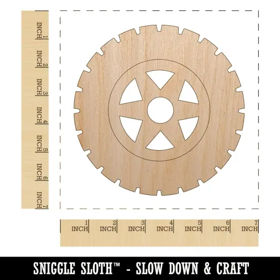 Wheel Tire Icon Unfinished Wood Shape Piece Cutout for DIY Craft Projects {1}