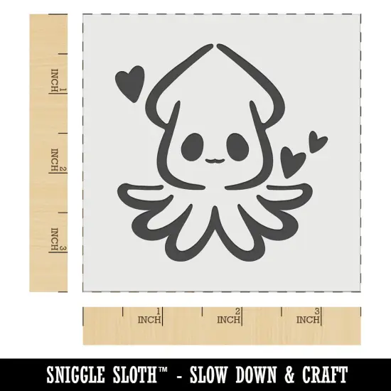 Cute Kawaii Squid with Hearts Sea Life Tentacles Wall Cookie DIY Craft Reusable Stencil {6}