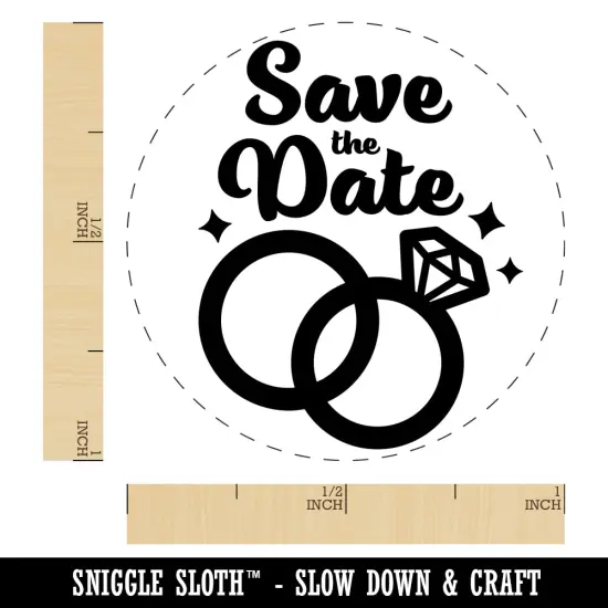 Save the Date Wedding Rings Self-Inking Rubber Stamp for Stamping Crafting Planners Blue {1}