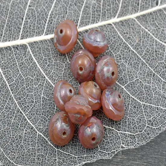 *10* 8x10mm Vintage Pink Opaline Picasso Saturn Beads {3}