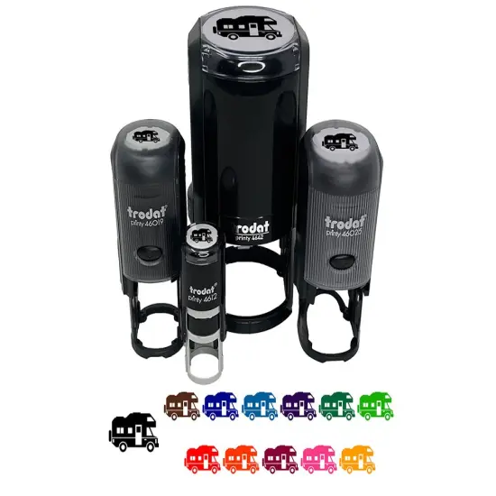 RV Road Trip Camping Automobile Family Vehicle Self-Inking Rubber Stamp for Stamping Crafting Planners Sky Blue {7}