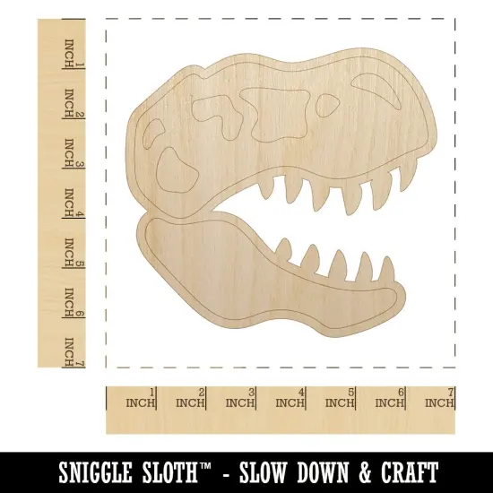 Tyrannosaurus Rex Skull Fossil Unfinished Wood Shape Piece Cutout for DIY Craft Projects {1}