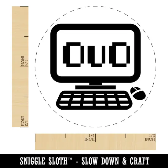 Happy Kawaii Computer Face Emoticon Self-Inking Rubber Stamp for Stamping Crafting Planners UV {1}