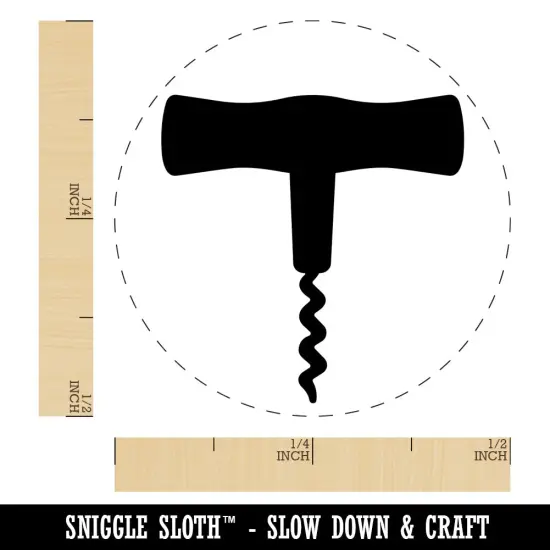 Wine Bottle Cork Corkscrew Self-Inking Rubber Stamp for Stamping Crafting Planners Green {1}