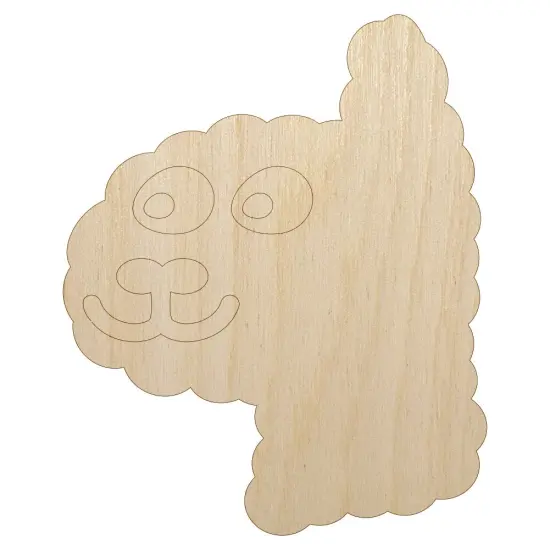 Funny Alpaca Face Doodle Unfinished Wood Shape Piece Cutout for DIY Craft Projects {7}