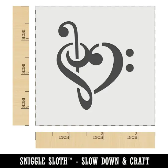 Treble Bass Clef Heart Music Love Wall Cookie DIY Craft Reusable Stencil {6}