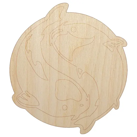 Yin and Yang Koi Fish Unfinished Wood Shape Piece Cutout for DIY Craft Projects {7}