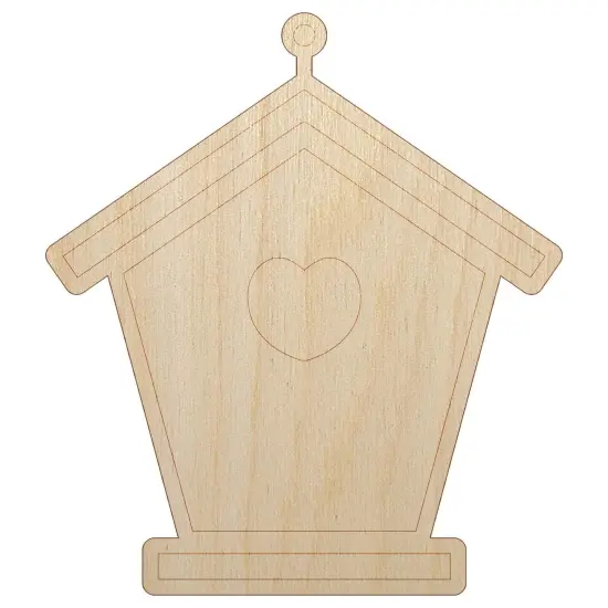 Sweet Birdhouse with Heart Unfinished Wood Shape Piece Cutout for DIY Craft Projects {7}