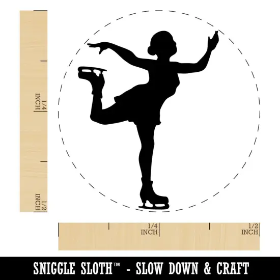 Ice Figure Skating Skater Woman on One Foot Pose Self-Inking Rubber Stamp Ink Stamper for Stamping Crafting Planners Purple {1}