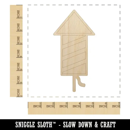 Rocket Fireworks Patriotic Unfinished Wood Shape Piece Cutout for DIY Craft Projects {1}