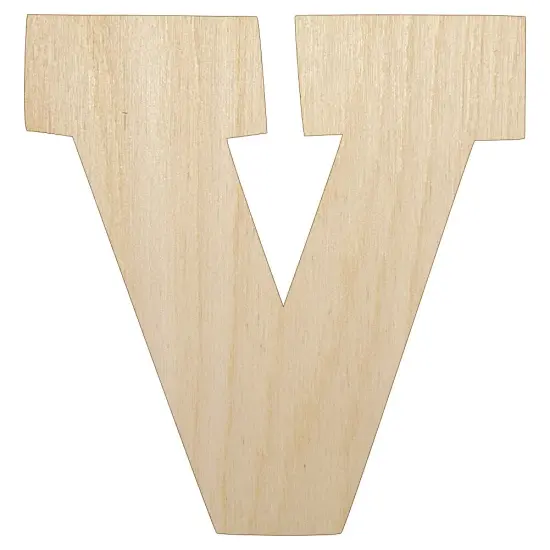 Letter V Uppercase Fun Bold Font Unfinished Wood Shape Piece Cutout for DIY Craft Projects {1}