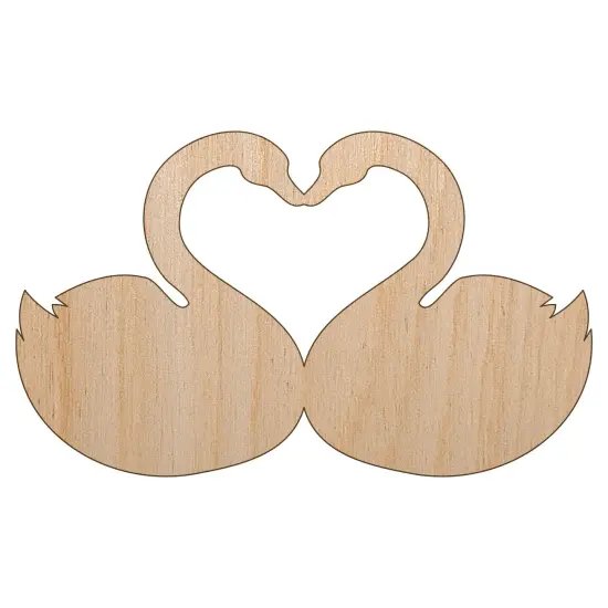 Kissing Swans Forming a Heart Unfinished Wood Shape Piece Cutout for DIY Craft Projects {7}
