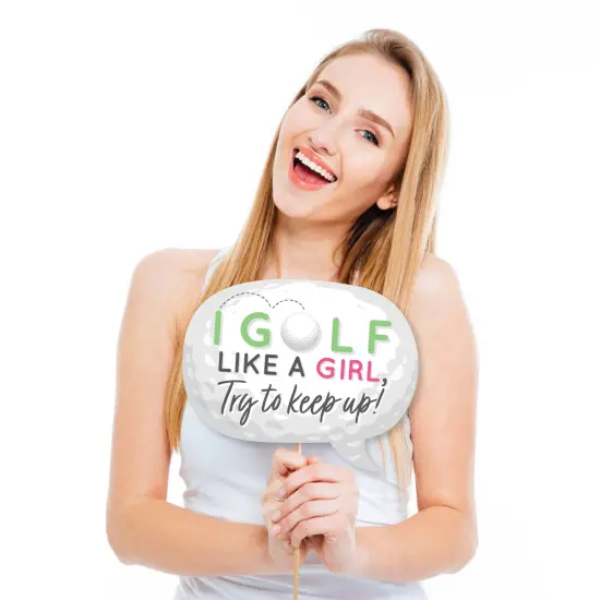 Big Dot of Happiness Golf Girl - Pink Birthday Party or Baby Shower Photo Booth Props Kit - 20 Count {4}
