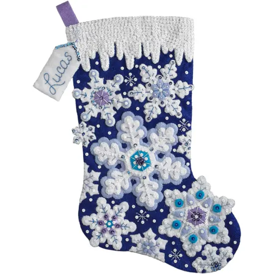 Bucilla Felt Stocking Applique Kit 18" Long-Sparkle Snowflake {2}