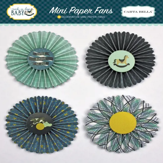 Carta Bella Rock-A-Bye Baby Boy Decorative Mini Paper Fans {1}
