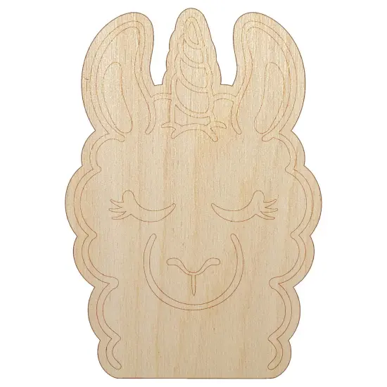 Lovely Llamacorn Llama Unicorn Unfinished Wood Shape Piece Cutout for DIY Craft Projects {2}